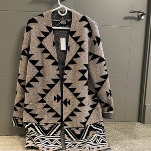 Frye Black and Gray Geometric Cardigan